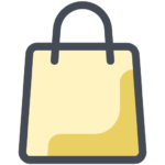 Yellow shopping bag icon for retail deals and online shopping offers