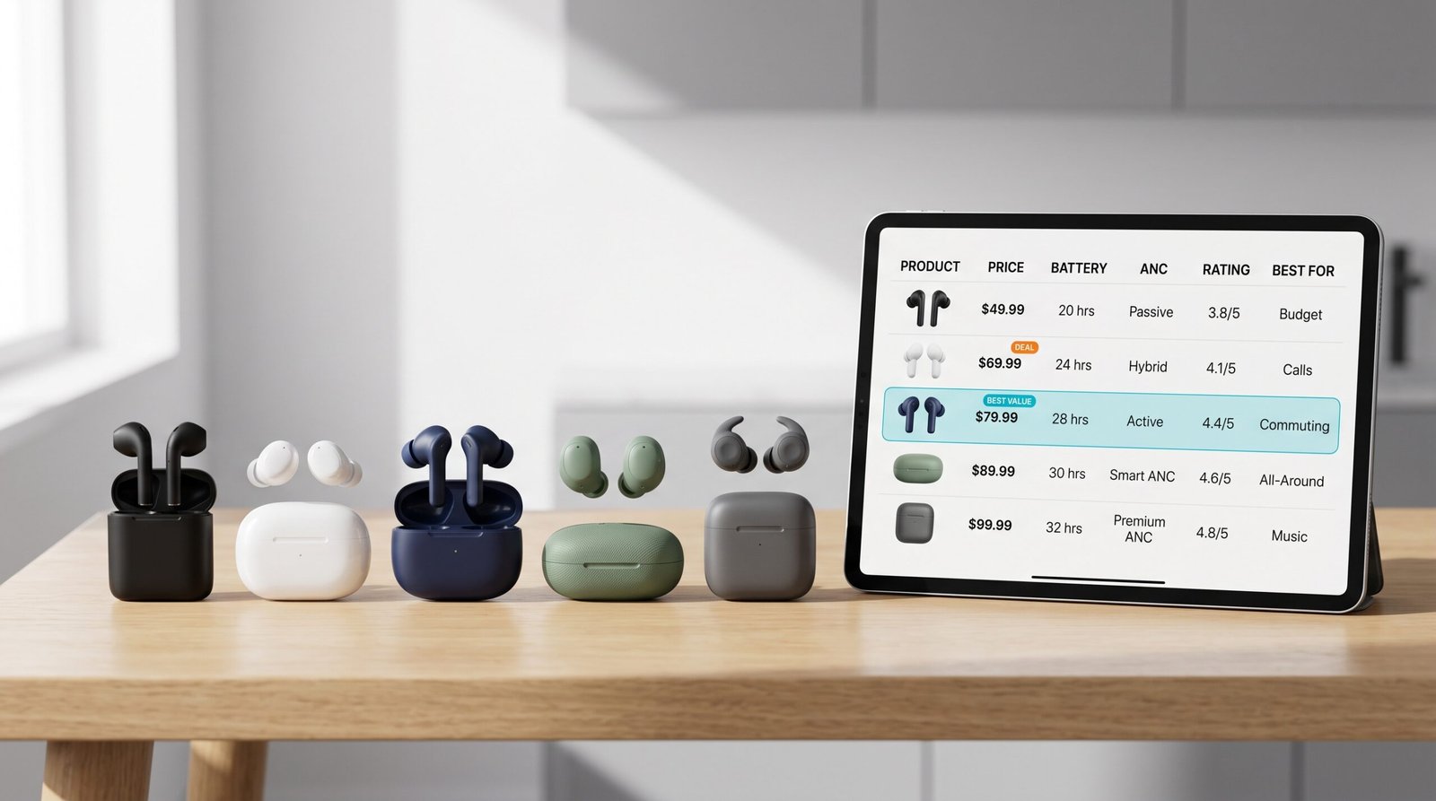 Wireless earbuds price and feature comparison for budget shoppers