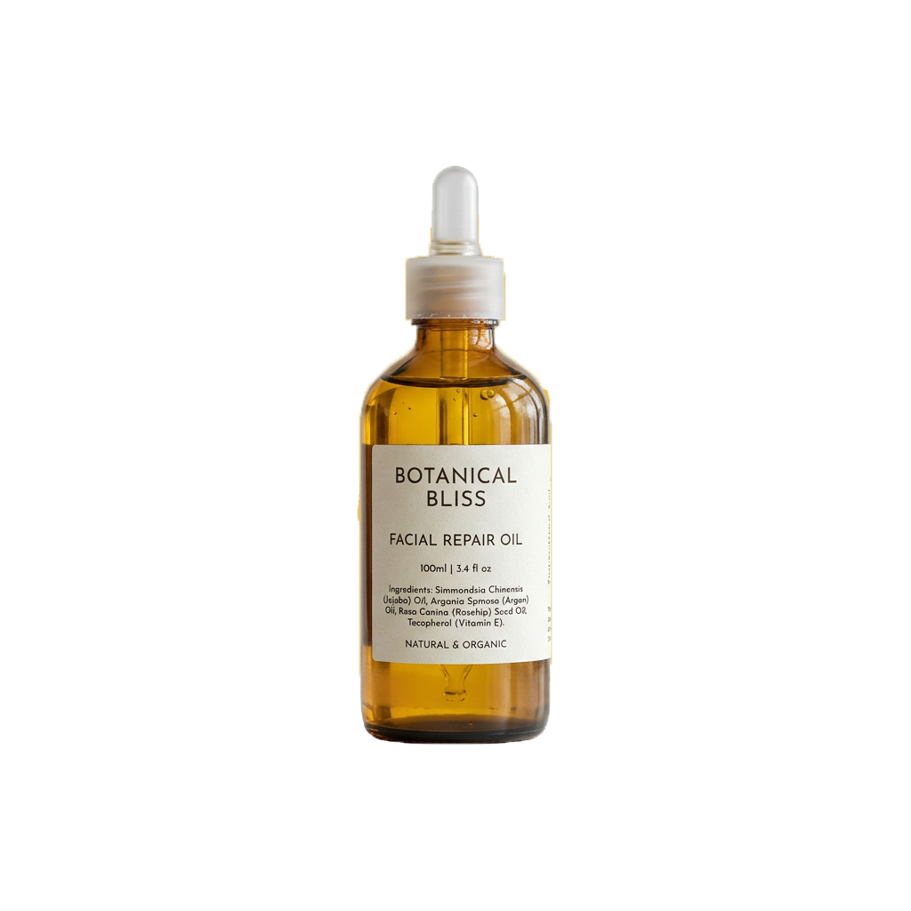 JustGetDeal Beauty and Personal Care Deals category icon featuring a amber glass bottle of Botanical Bliss facial repair oil