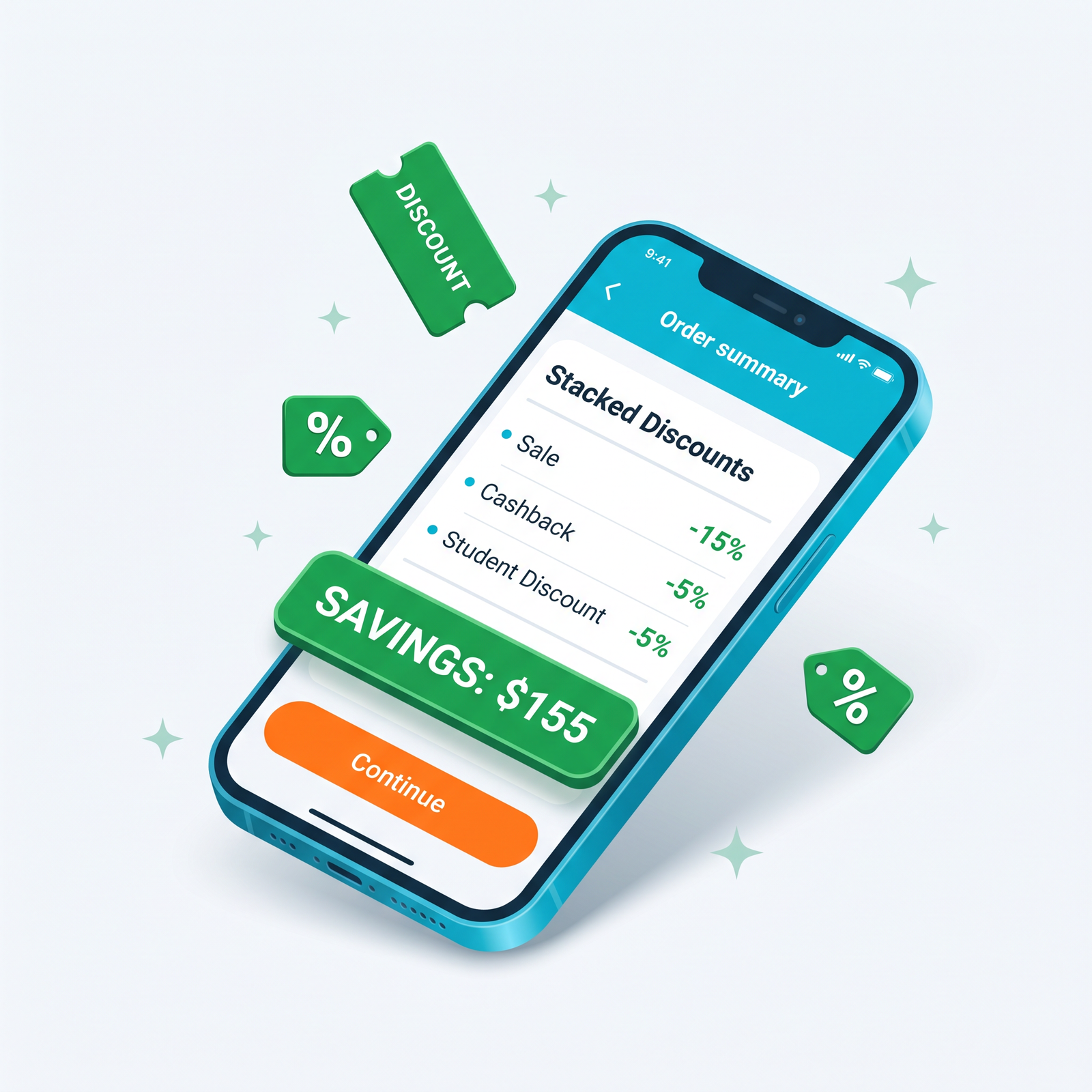Stacked savings summary breakdown example graphic